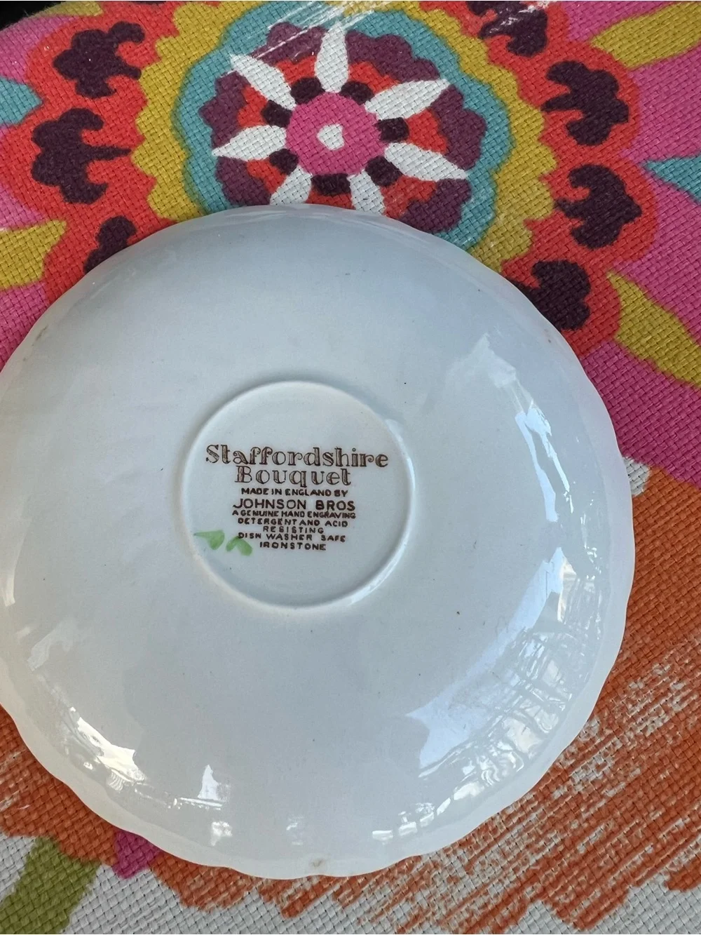 Johnson Bros Staffordshire Bouquet Trinket Dish Floral Scalloped Plate England
